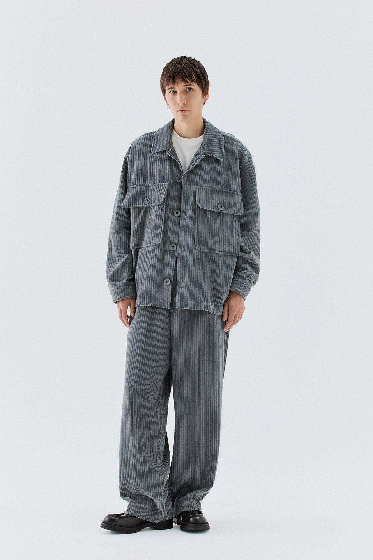 Camicia effetto velluto a coste - Grigio