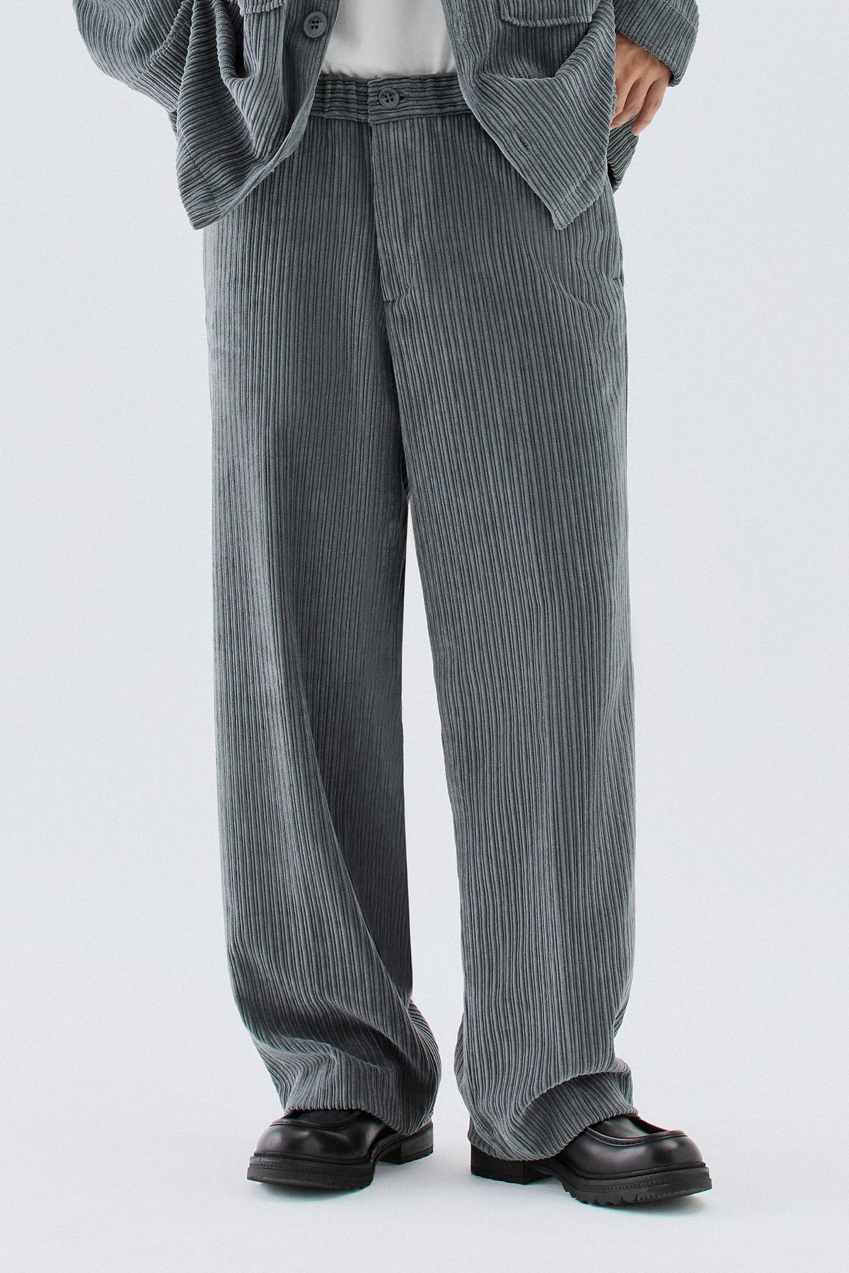 Pantaloni effetto velluto a coste - Grigio