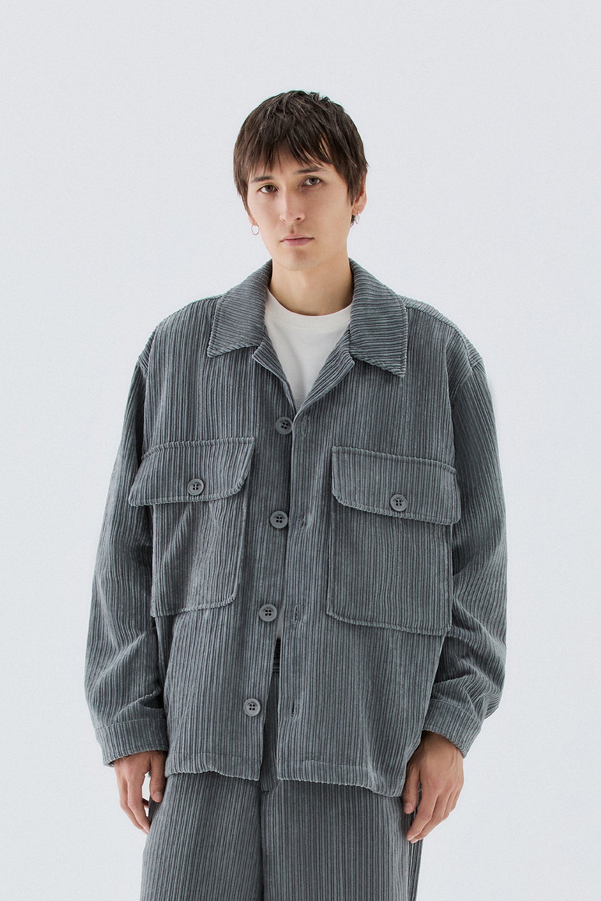 Camicia effetto velluto a coste - Grigio