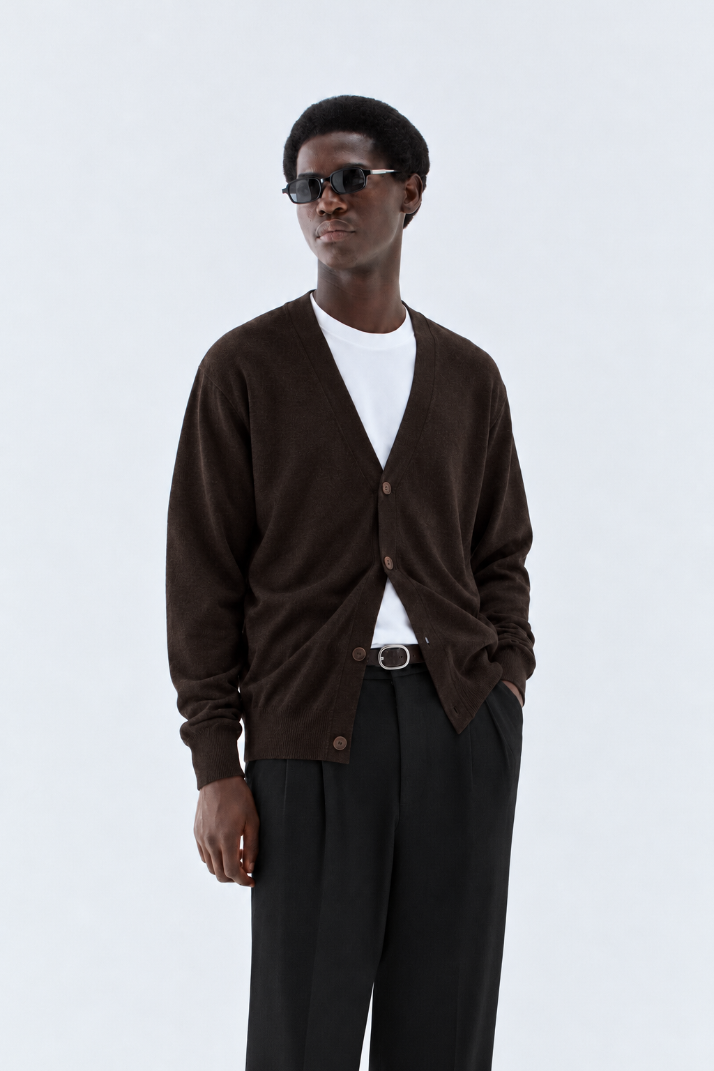 Cardigan in maglia rasata - Moro