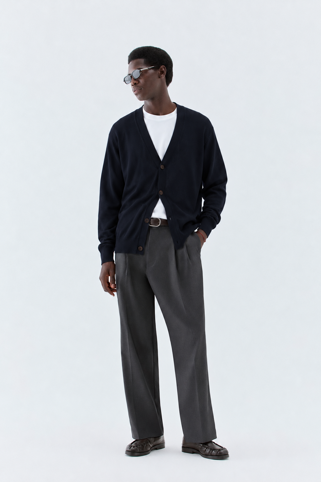 Cardigan in maglia rasata - Blu