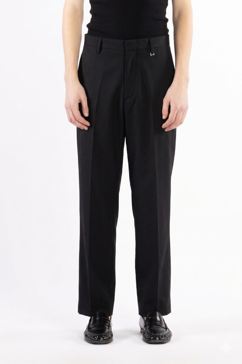 Pantalone gamba dritta crop fit - Nero
