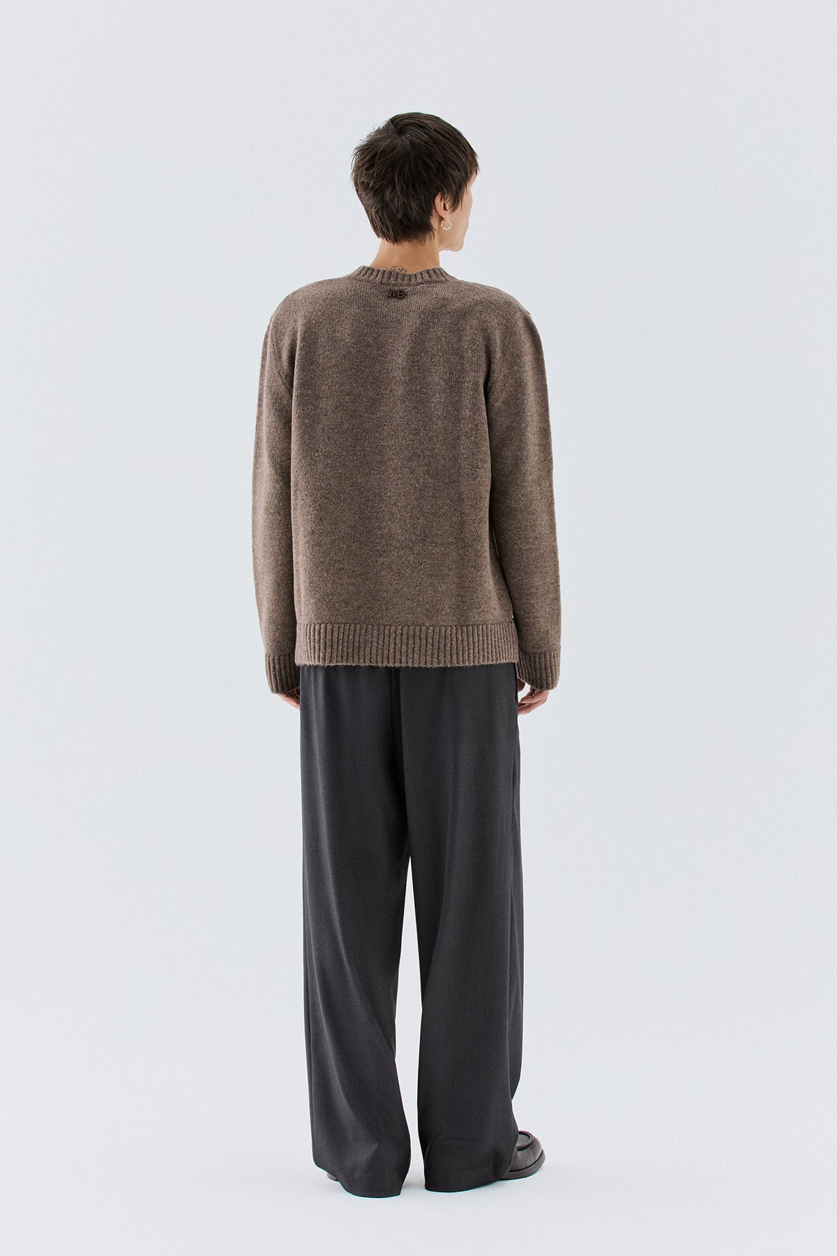 Maglia girocollo misto lana - Taupe