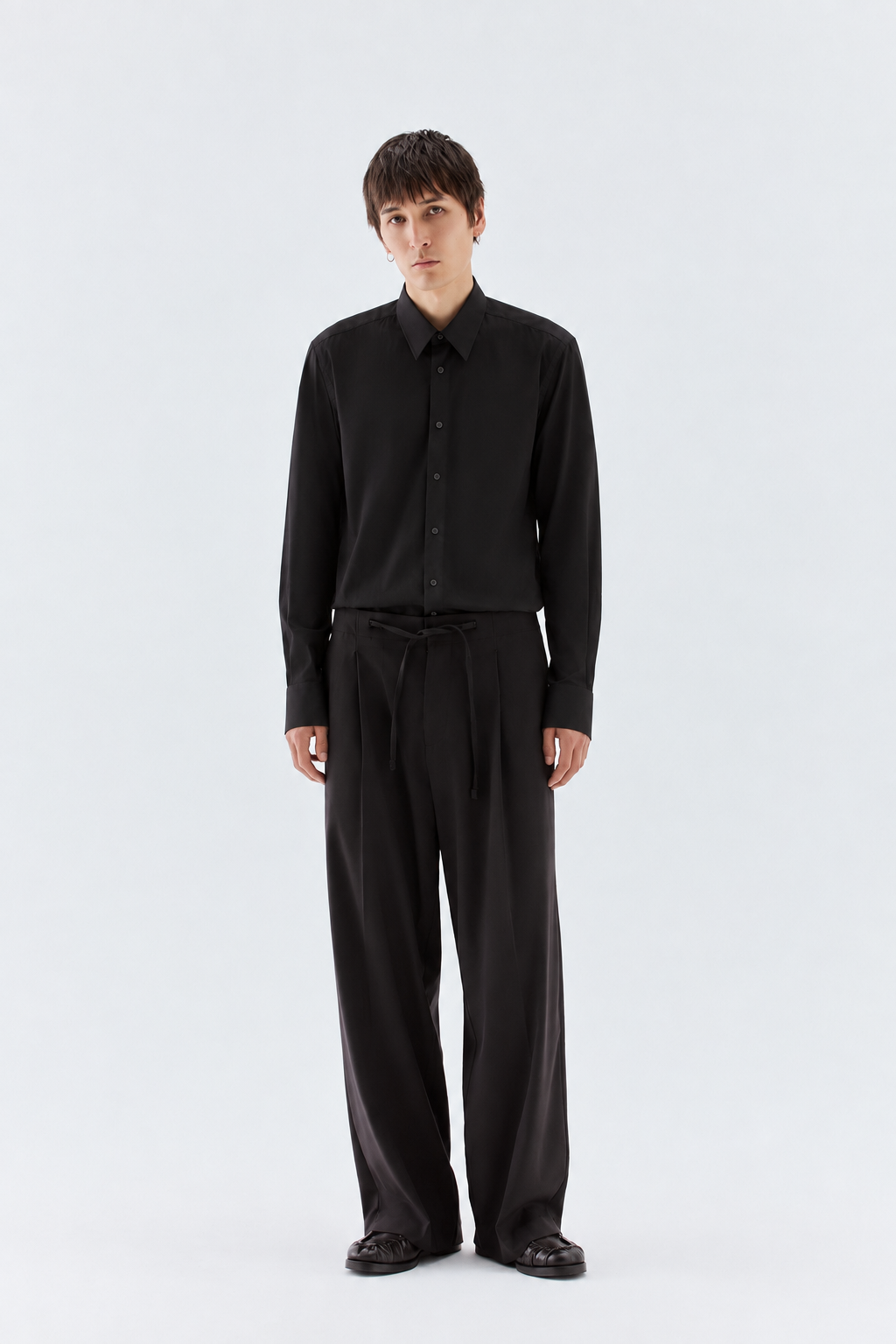 Camicia basic in cotone - Nero