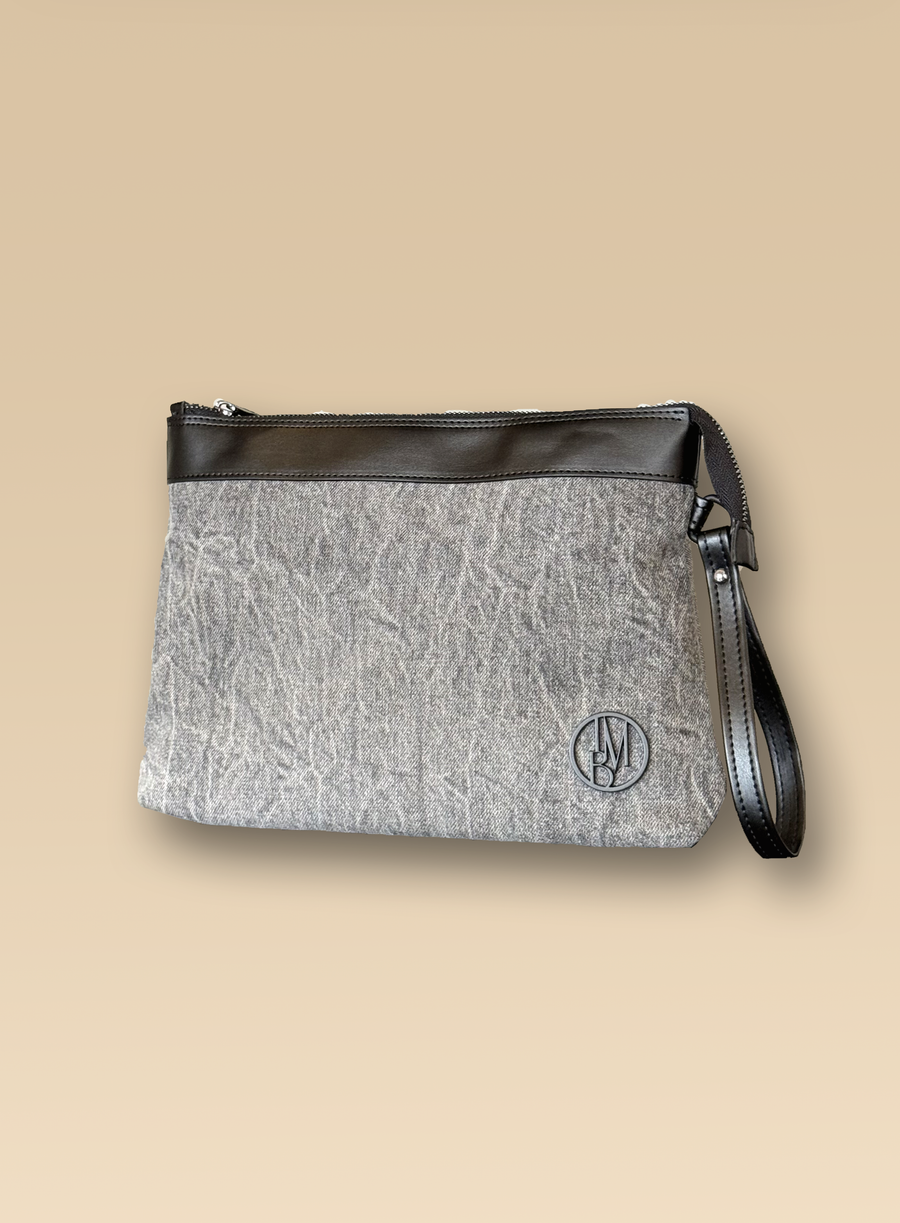 Pochette in denim grigio