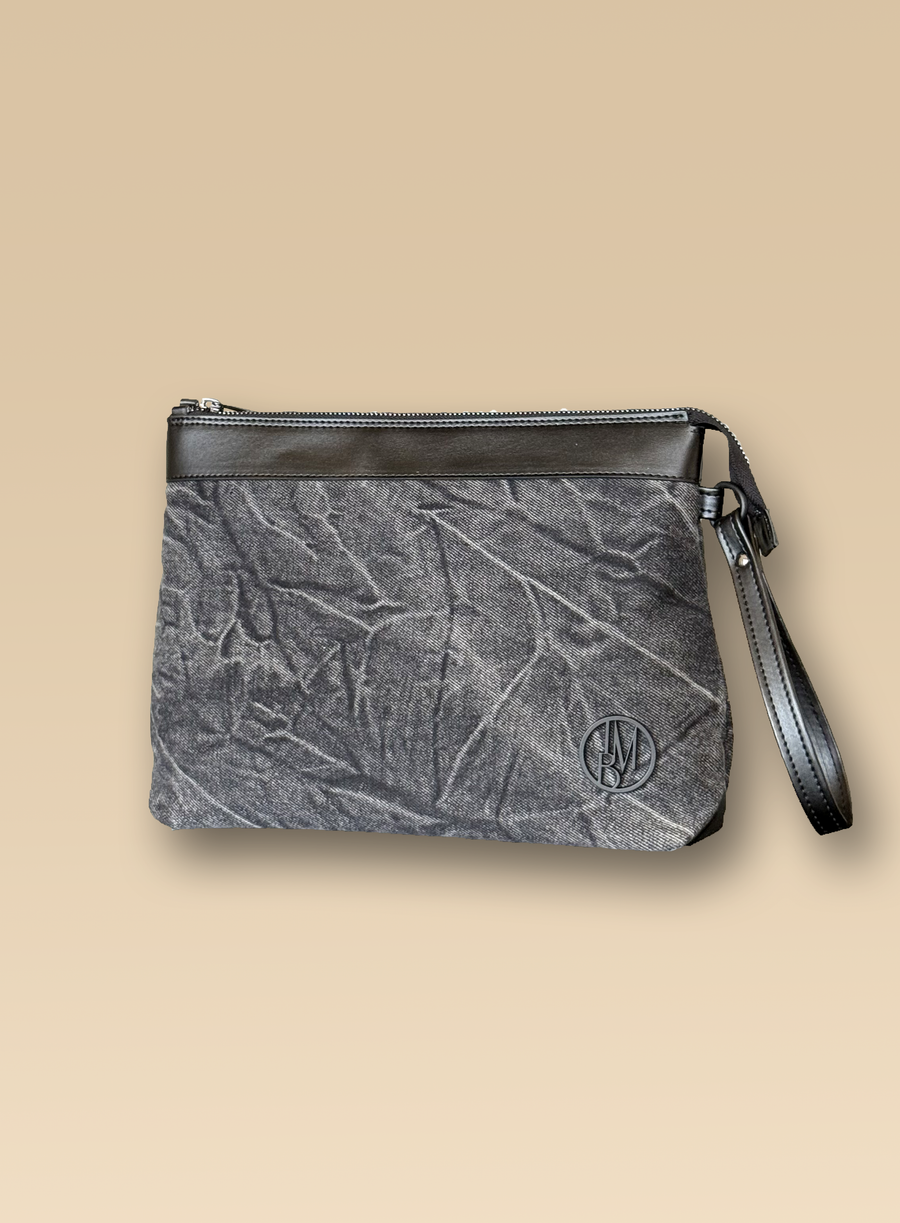 Pochette in denim nero