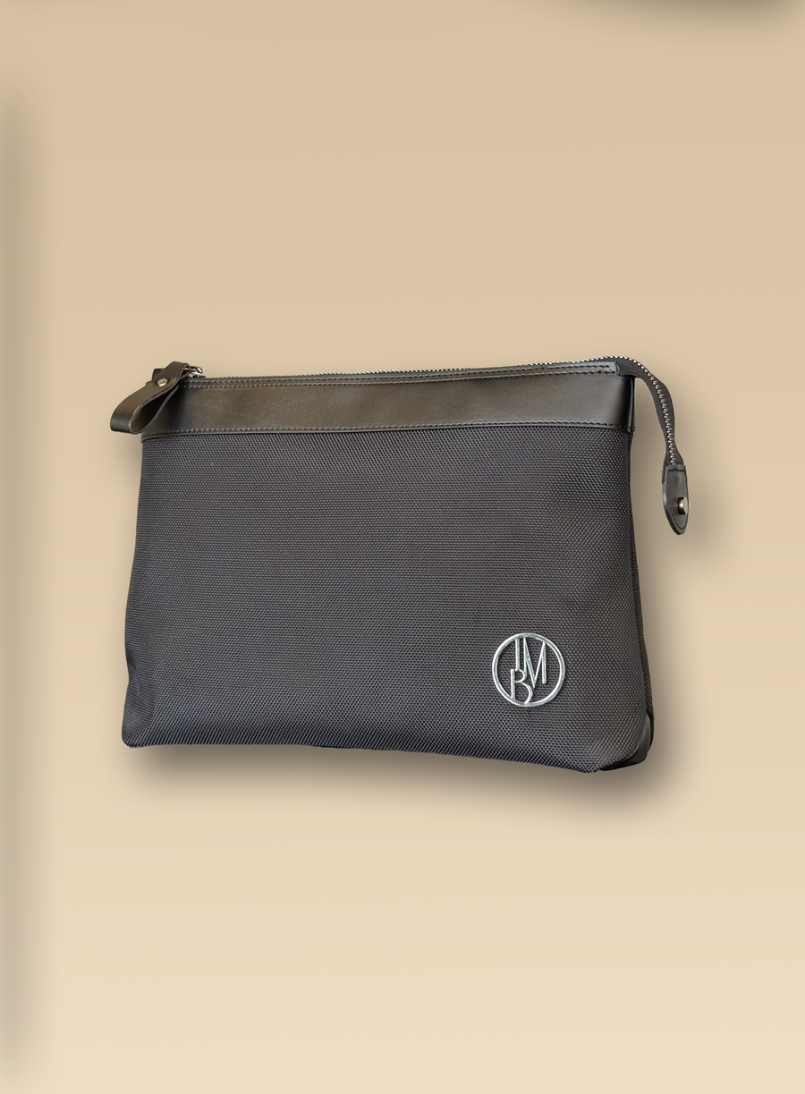 Pochette in tessuto a rete nero
