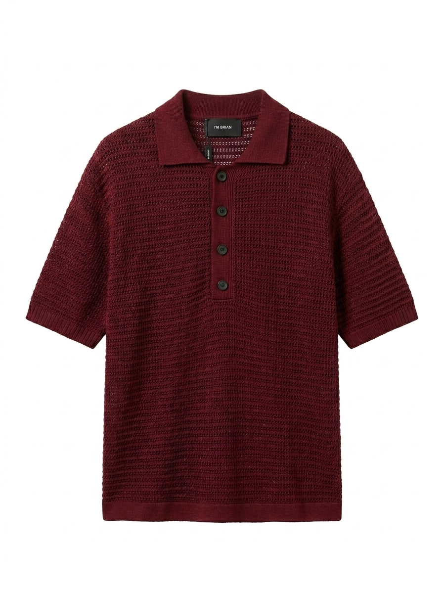 Polo crochet in maglia - Bordeaux