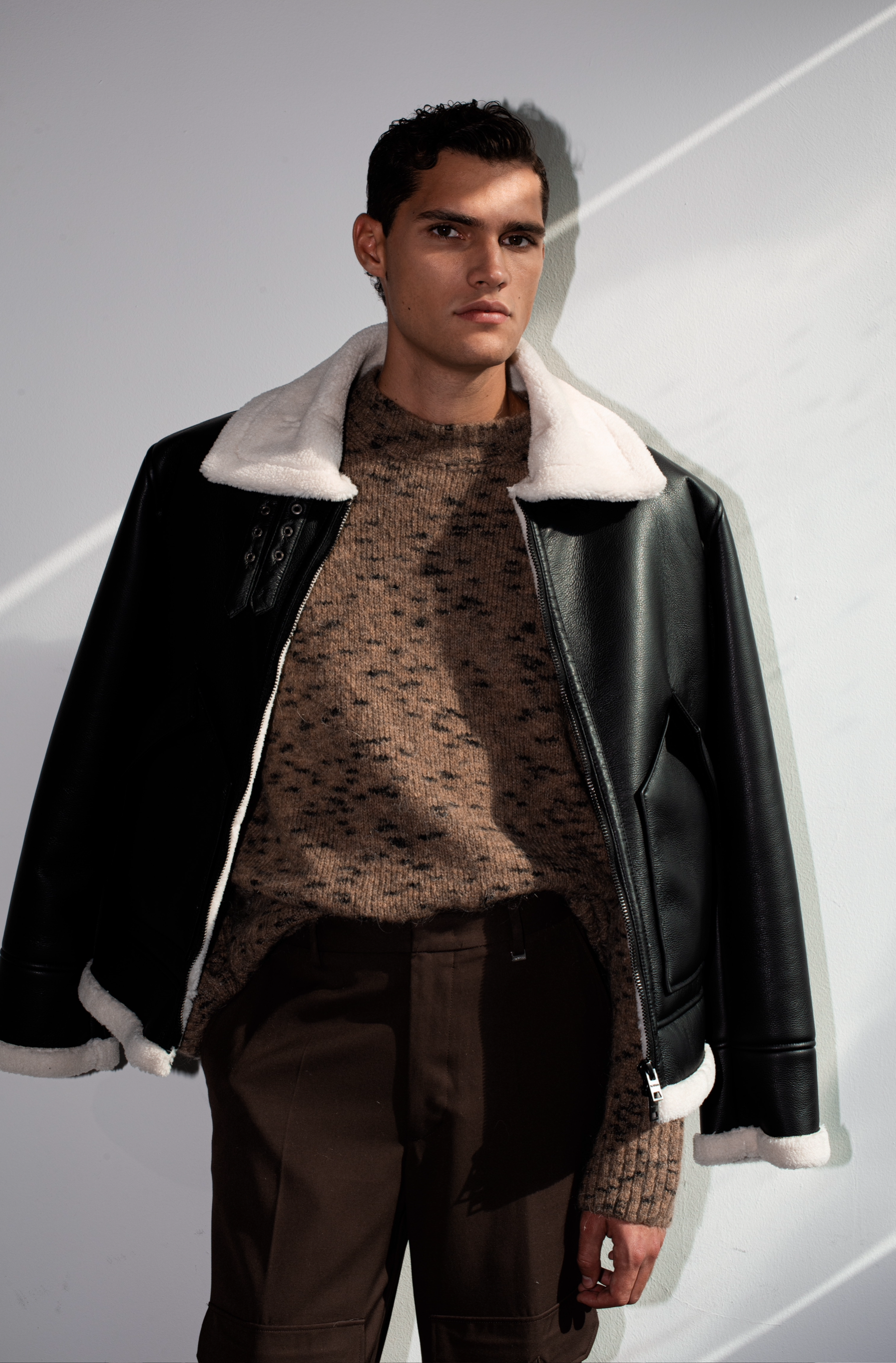 Veste en fausse peau de mouton - Noire