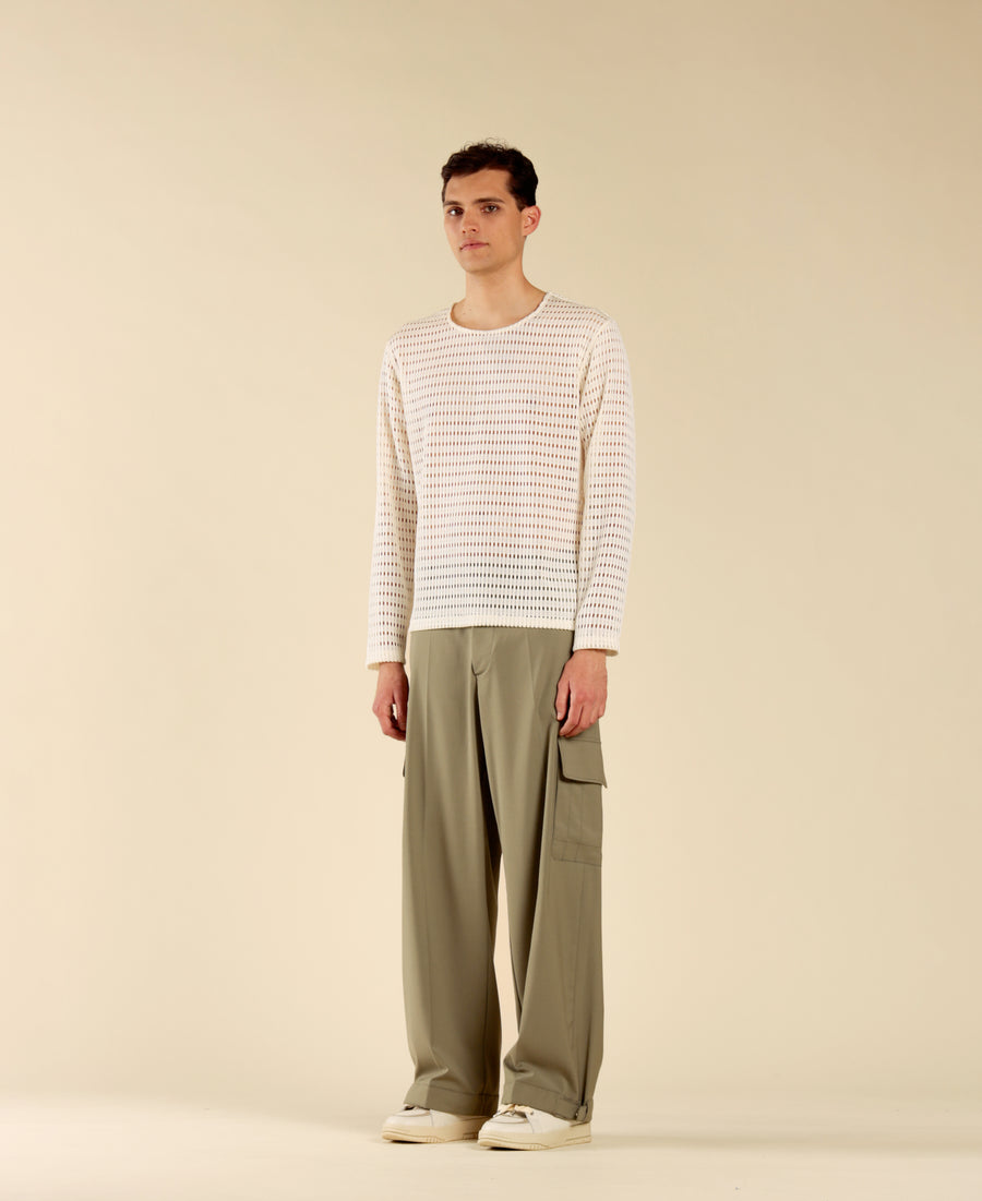 Pantalone cargo fondo ampio - Verde