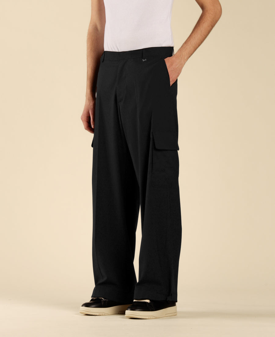 Pantalone cargo fondo ampio - Nero