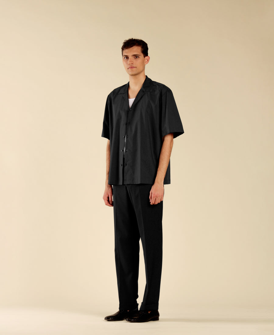 Camicia bowling in cotone - Nero