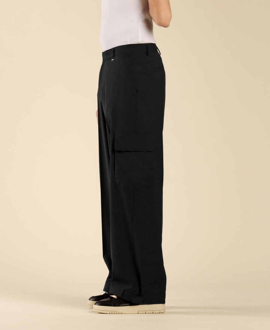 Pantalone cargo fondo ampio - Nero