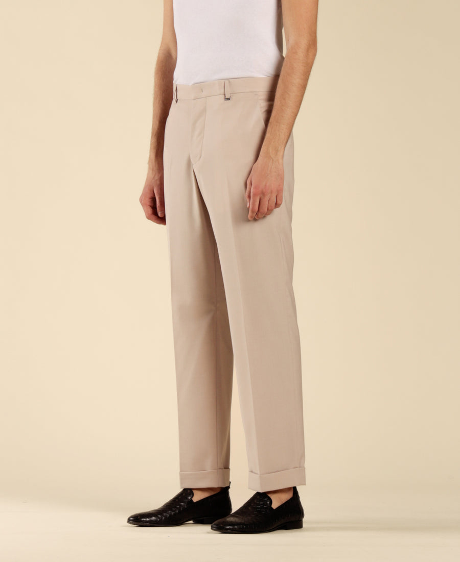 Pantalone tasca america risvolto al fondo - Cipria