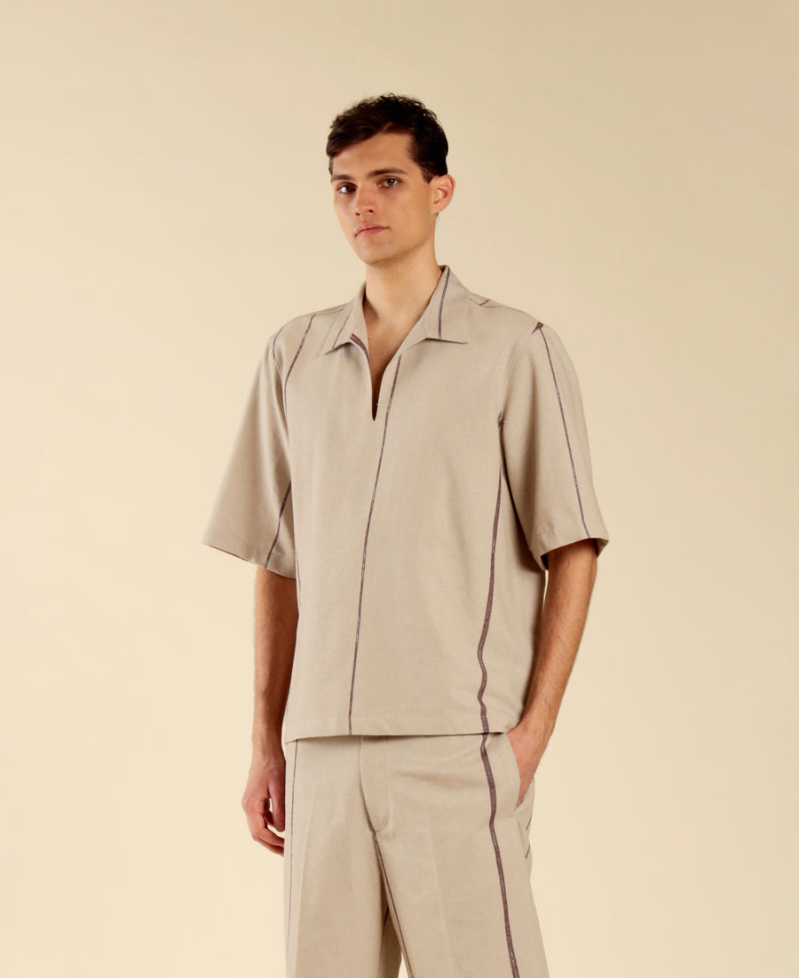 Polo camicia in cotone a righe