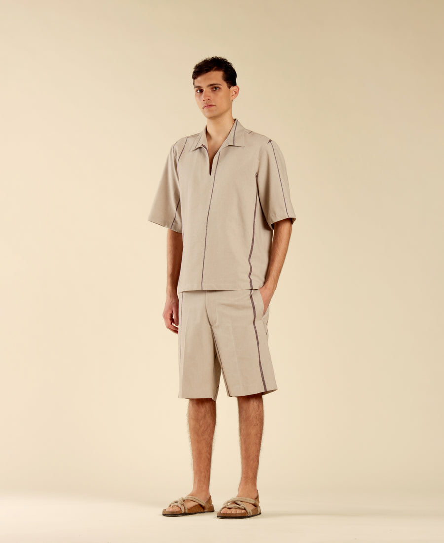 Polo camicia in cotone a righe