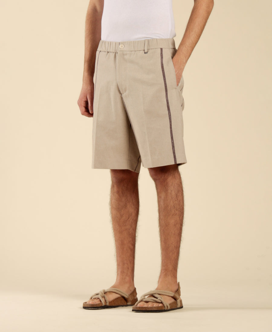 Bermuda in cotone con elastico a righe