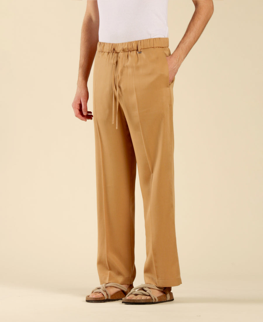 Pantalone con coulisse gamba dritta - Beige