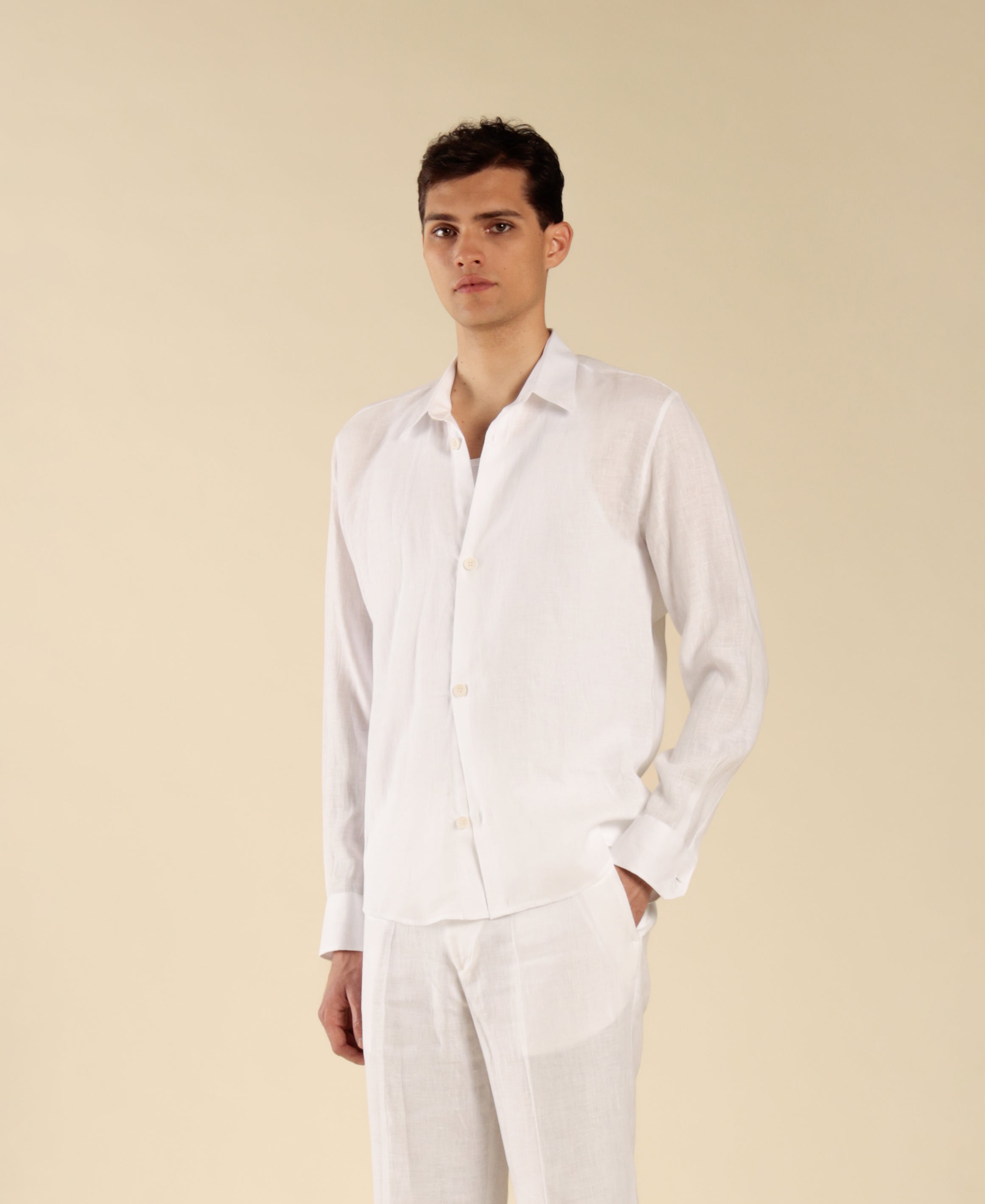 Camicia in 100% lino - Bianco