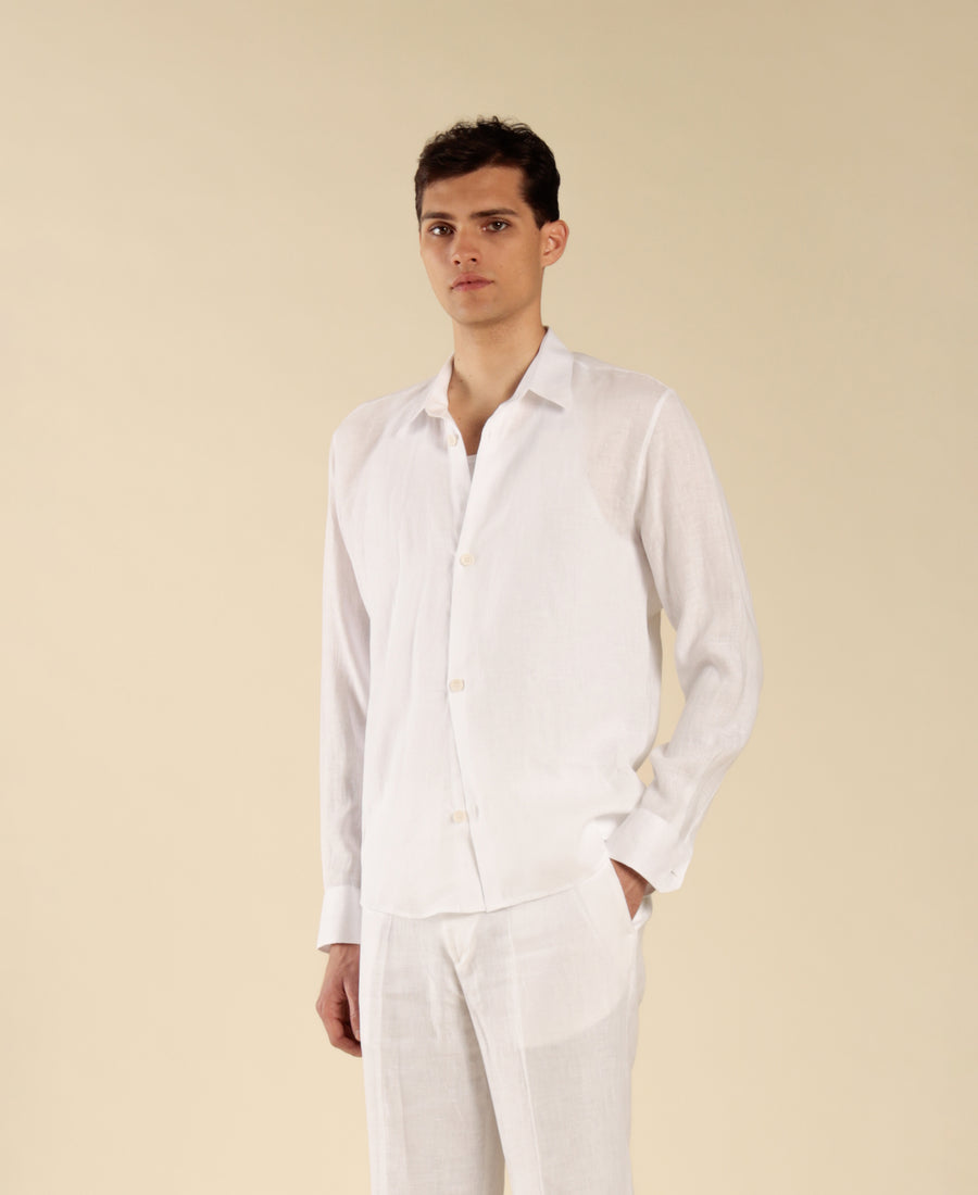 Camicia in 100% lino - Bianco