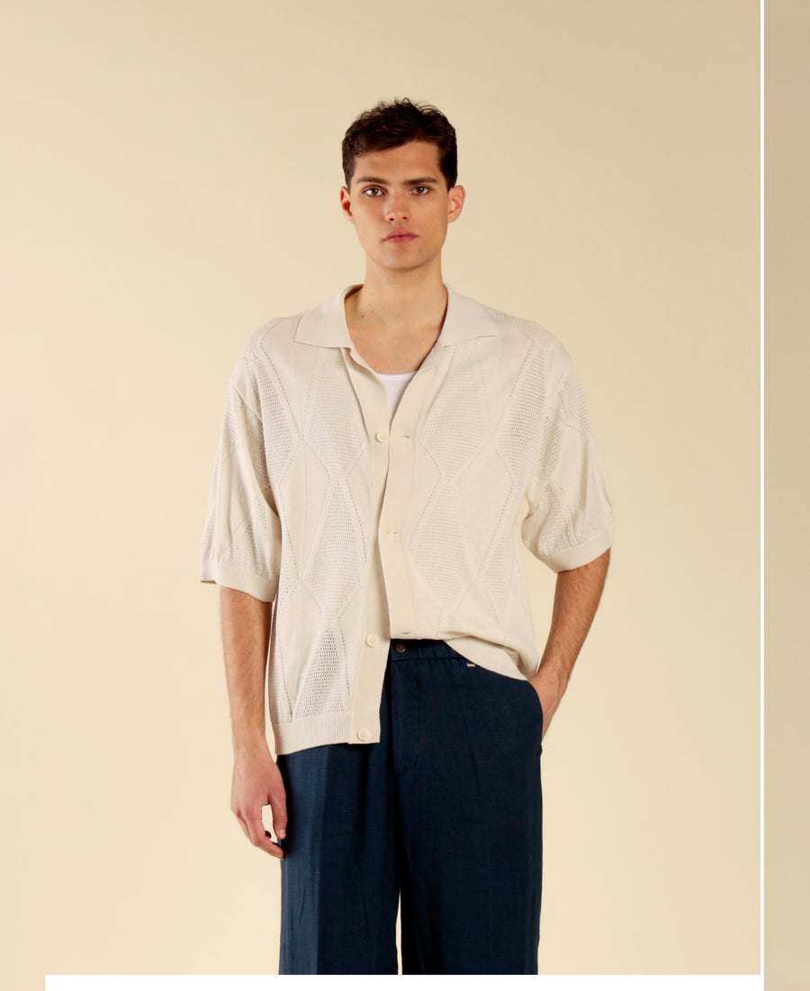 Cardigan in maglia di cotone - Cenere