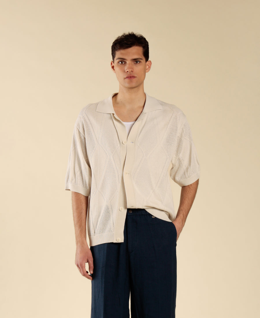 Cardigan in maglia di cotone - Cenere