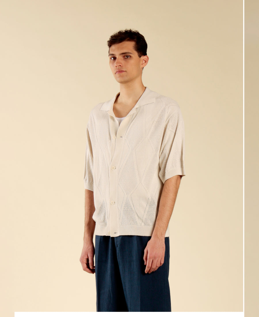 Cardigan in maglia di cotone - Cenere