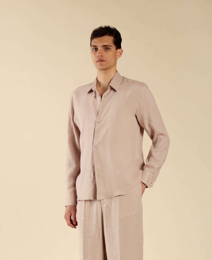 Camicia in 100% lino - Cipria