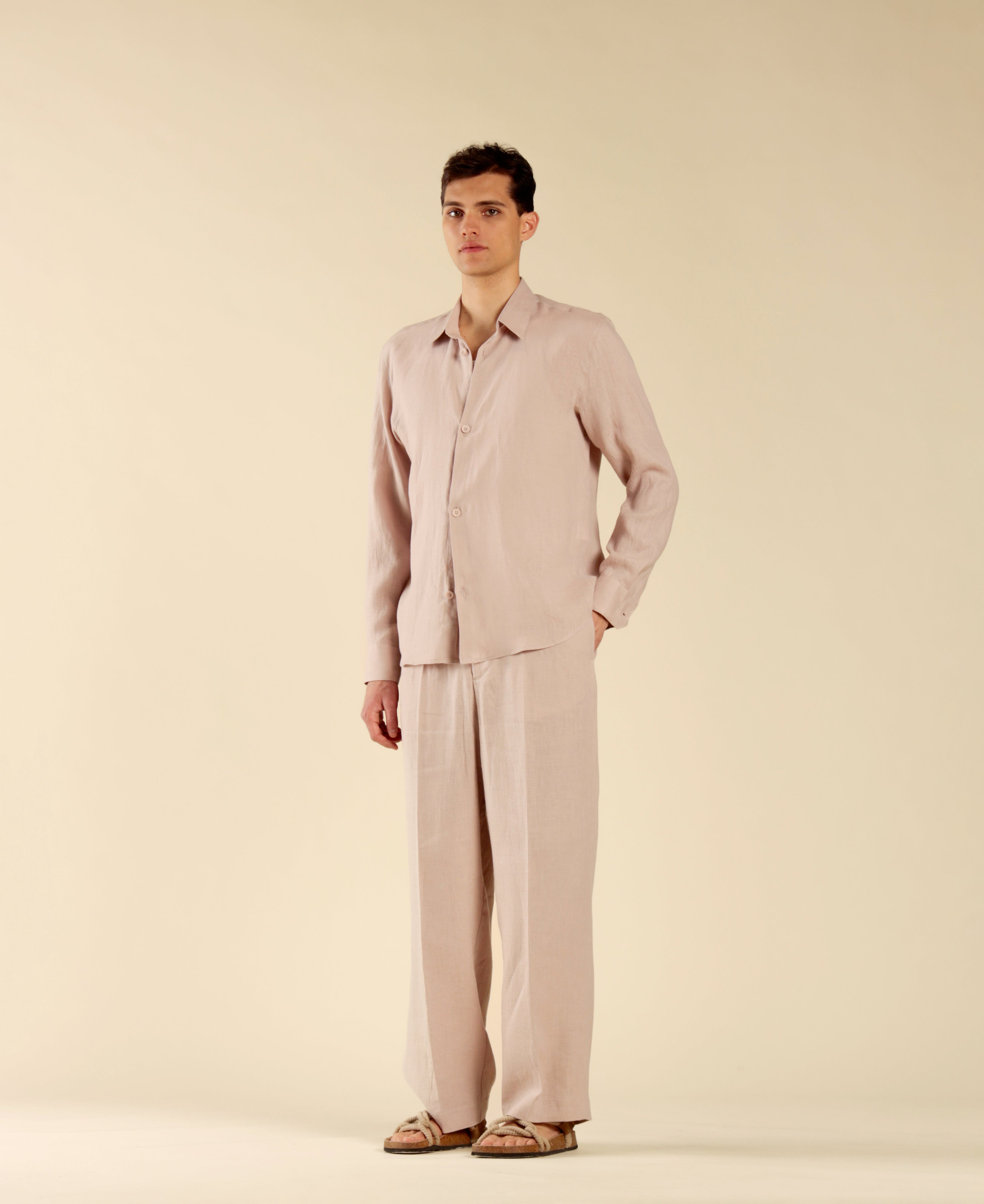 Camicia in 100% lino - Cipria