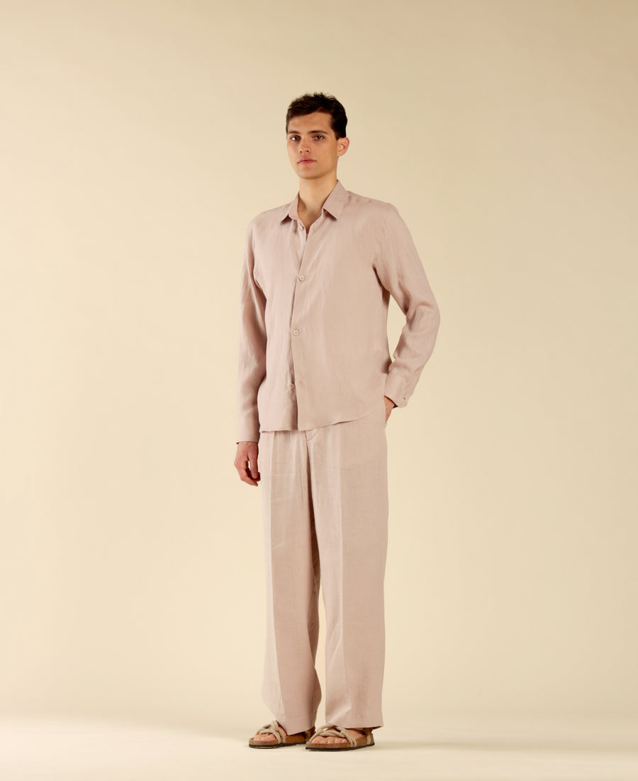 Camicia in 100% lino - Cipria