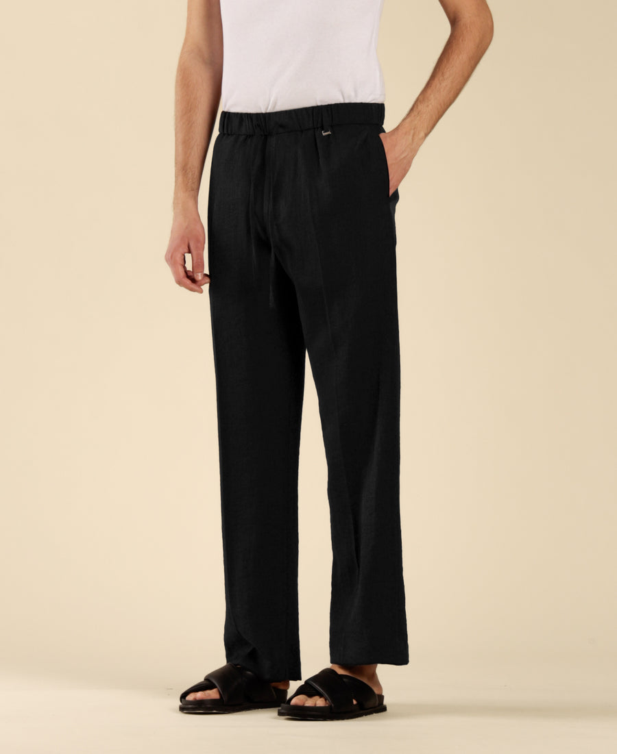 Pantalone con coulisse effetto metallico - Nero