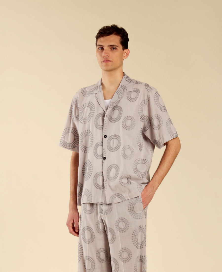 Camicia jacquard collo aperto