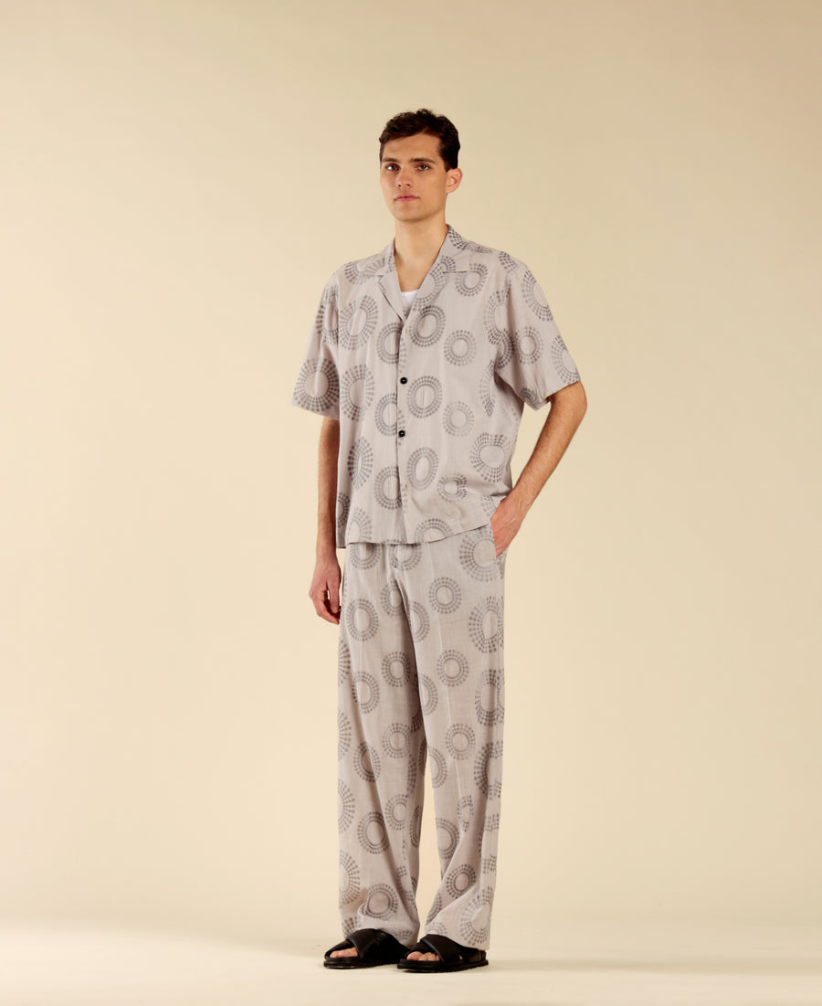 Pantalone jacquard elastico in vita fondo ampio