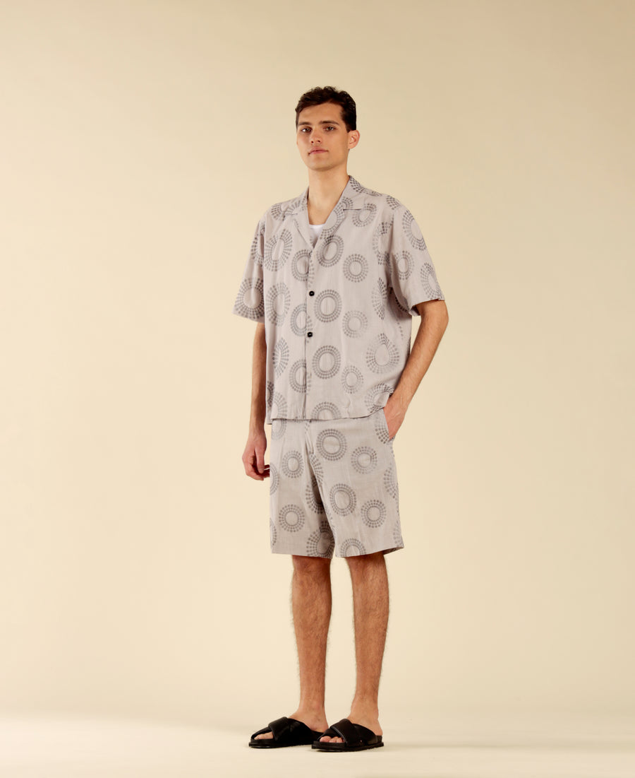 Camicia jacquard collo aperto