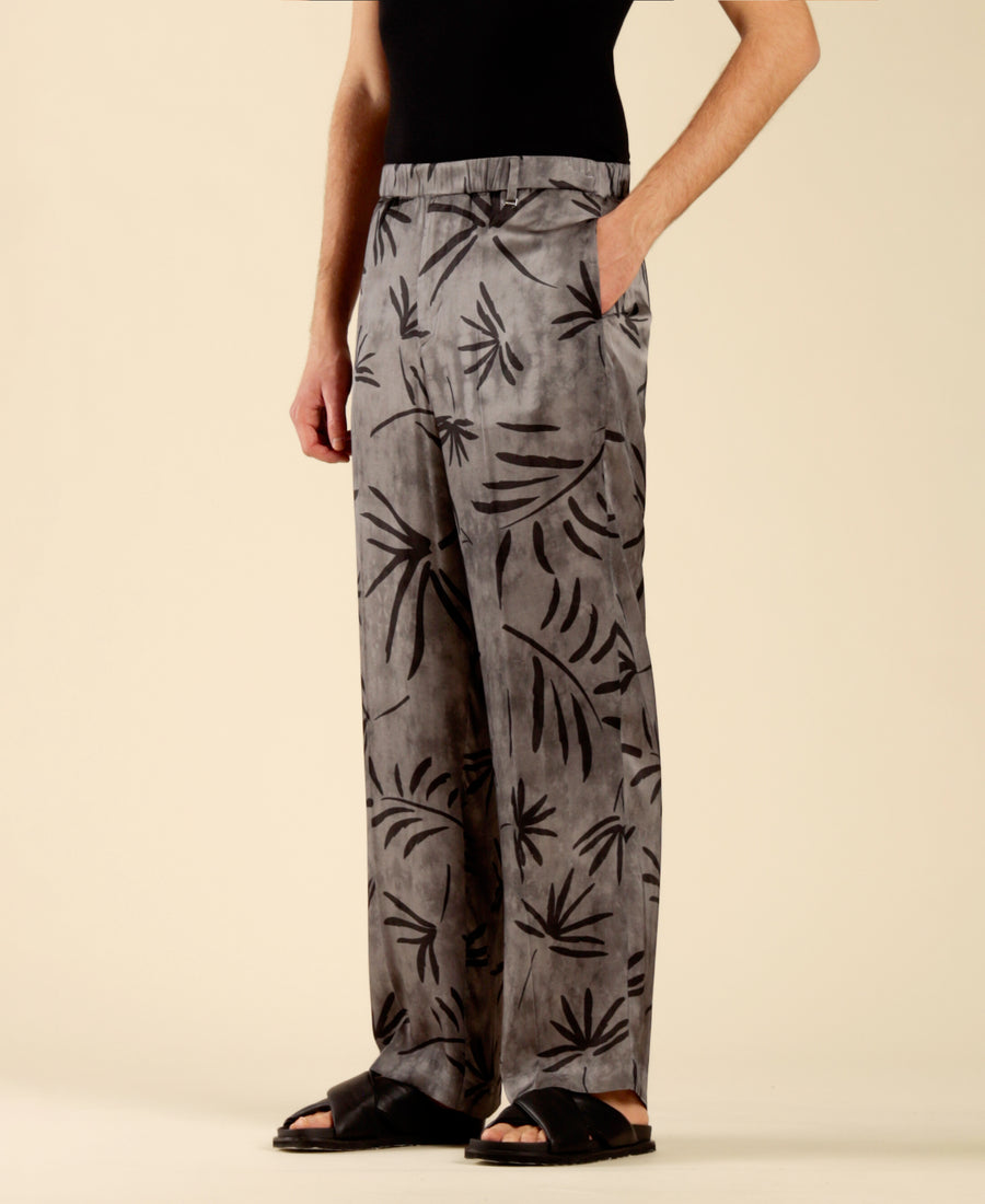 Pantalone con elastico in vita stampa palme