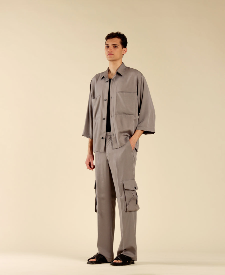 Camicia manica ampia a gomito con tasconi