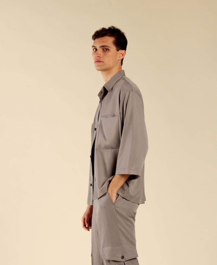 Camicia manica ampia a gomito con tasconi