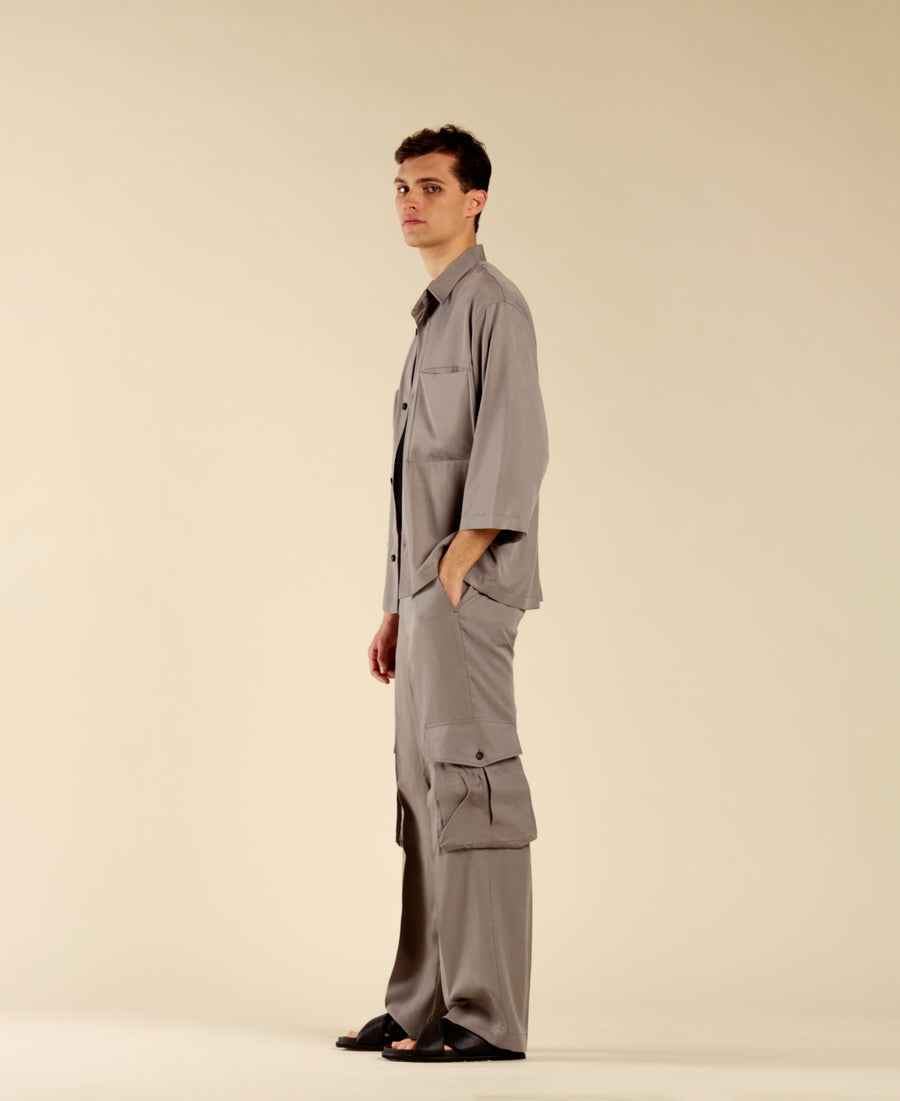 Camicia manica ampia a gomito con tasconi