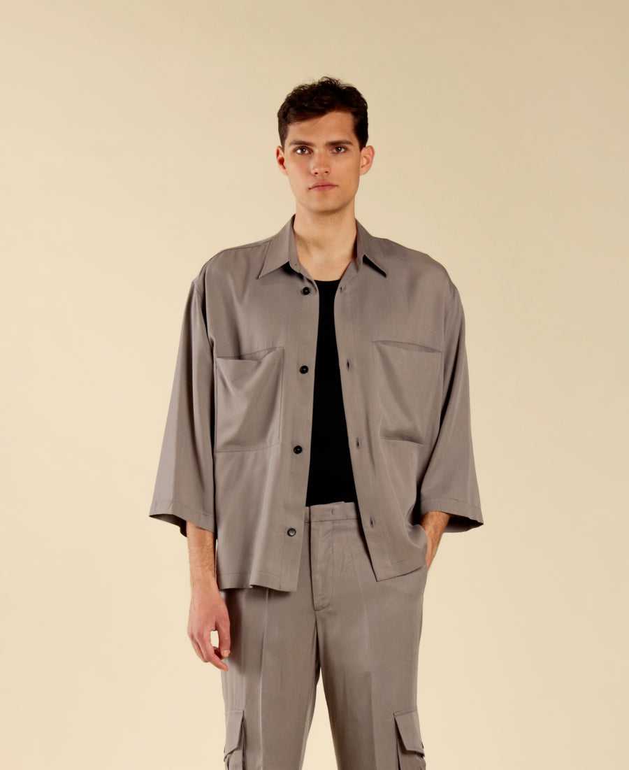 Camicia manica ampia a gomito con tasconi