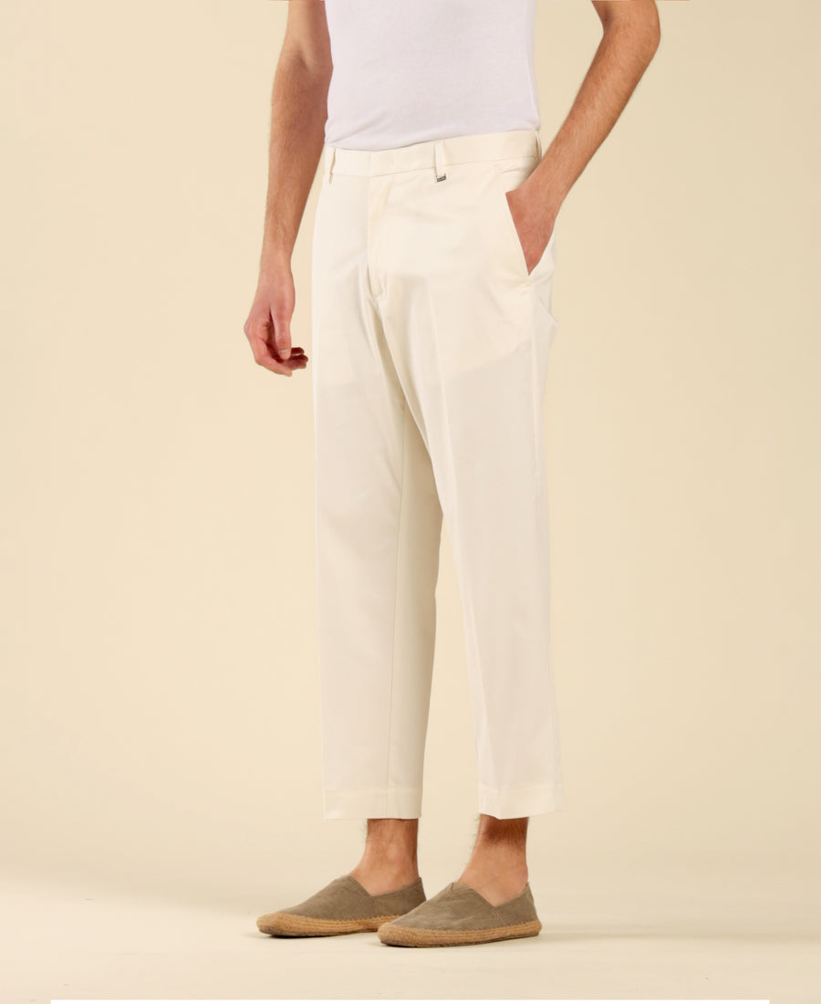 Pantalone tasca america in cotone - Panna