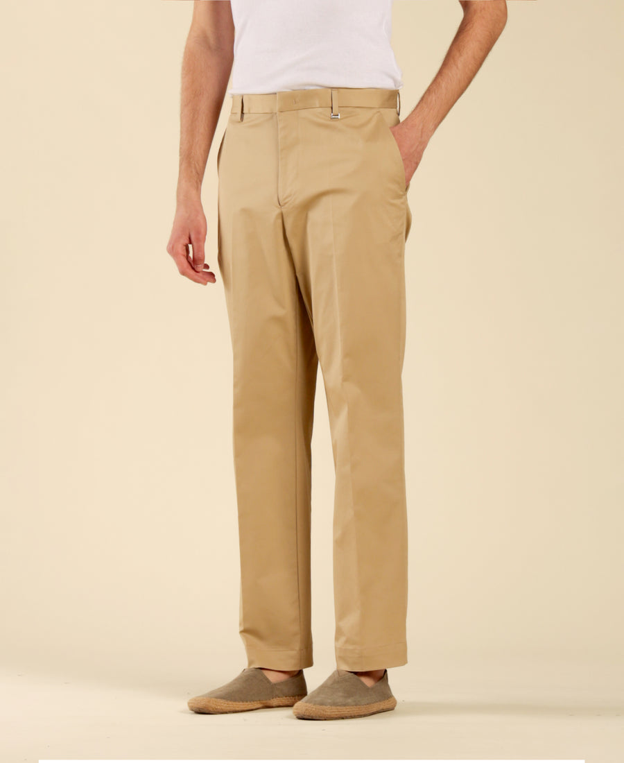 Pantalone fondo ampio in cotone - Beige