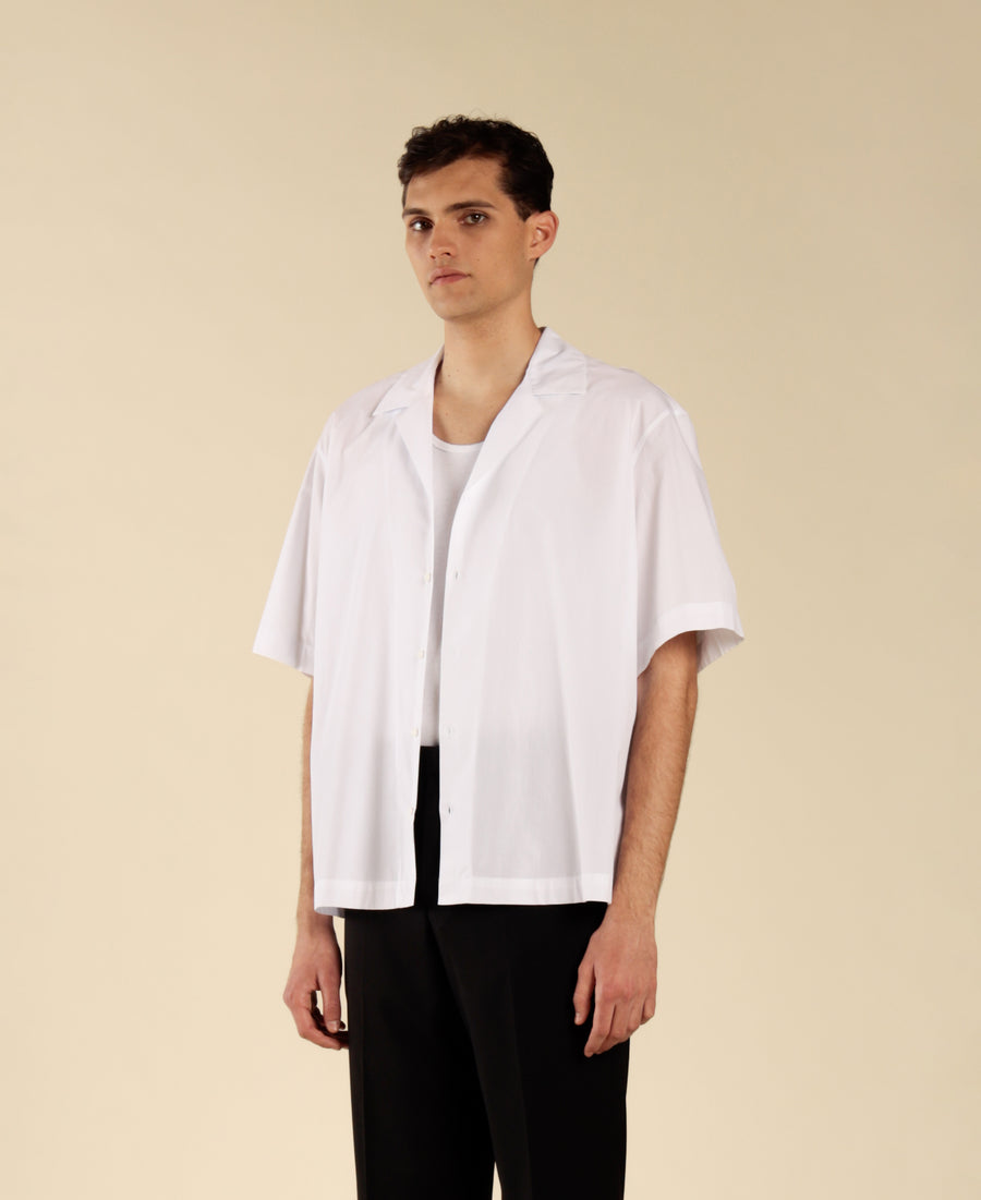 Camicia bowling in cotone - Bianco