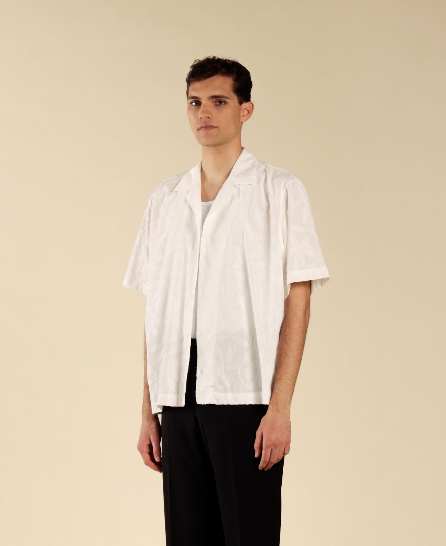 Camicia jacquard floreale - Bianco