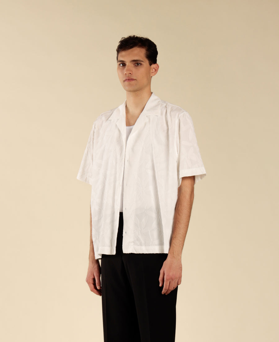 Camicia jacquard floreale - Bianco