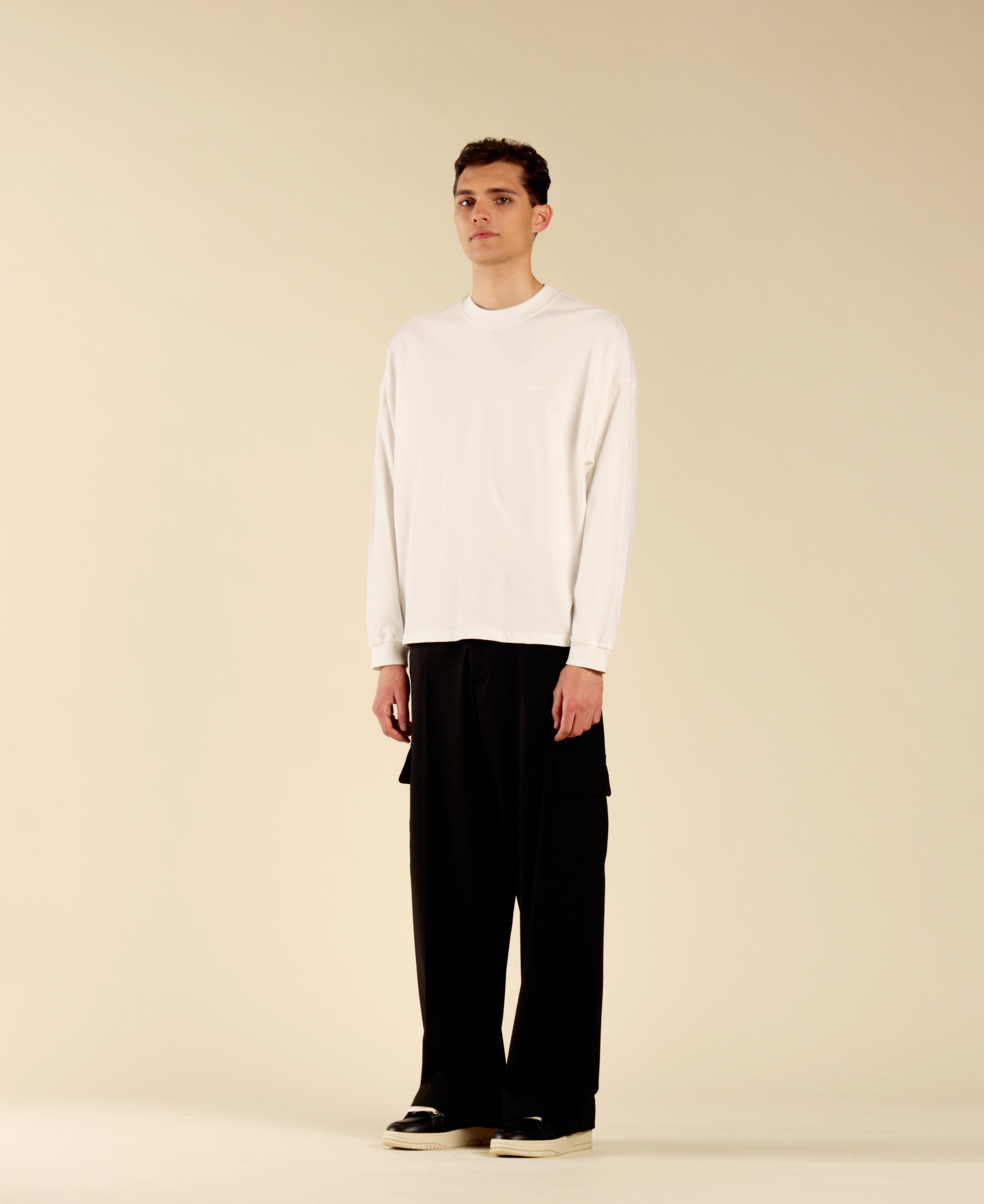 T-shirt oversize à manches longues - Blanc