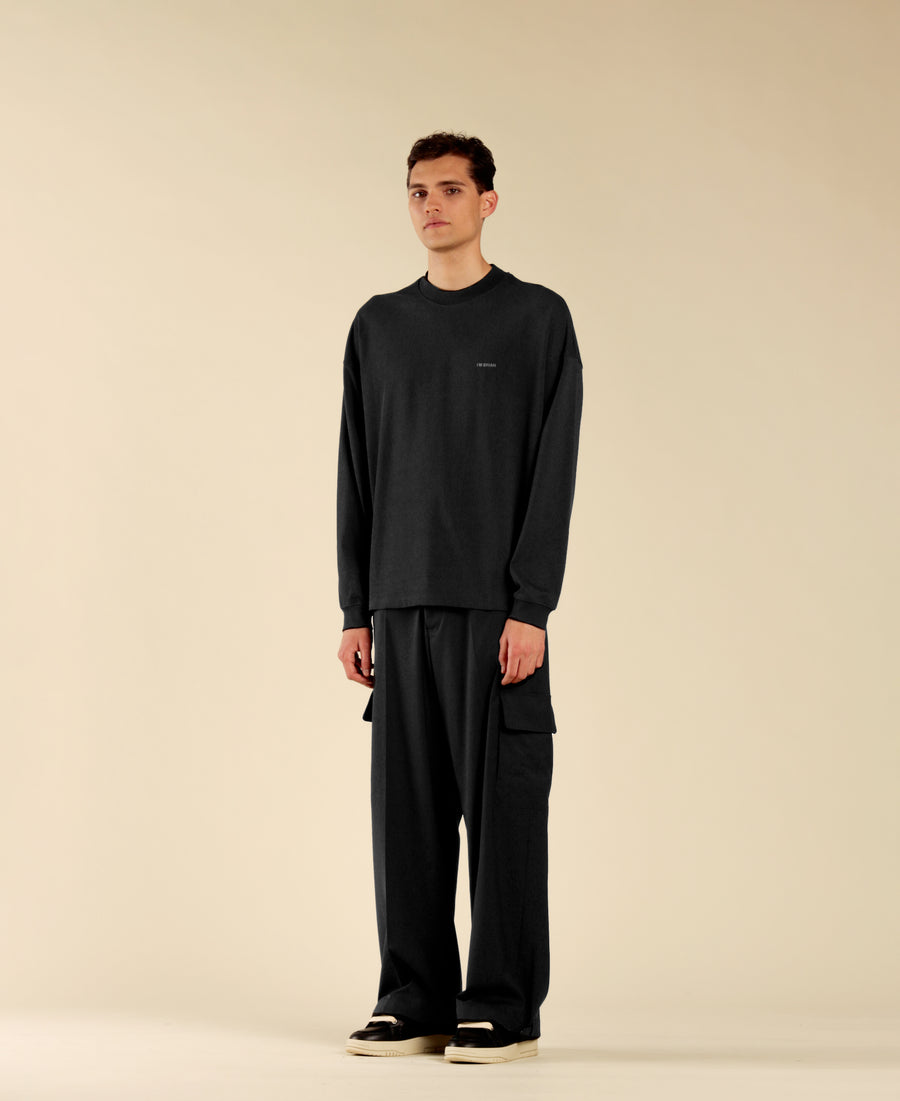 T-shirt oversize maniche lunghe - Nero