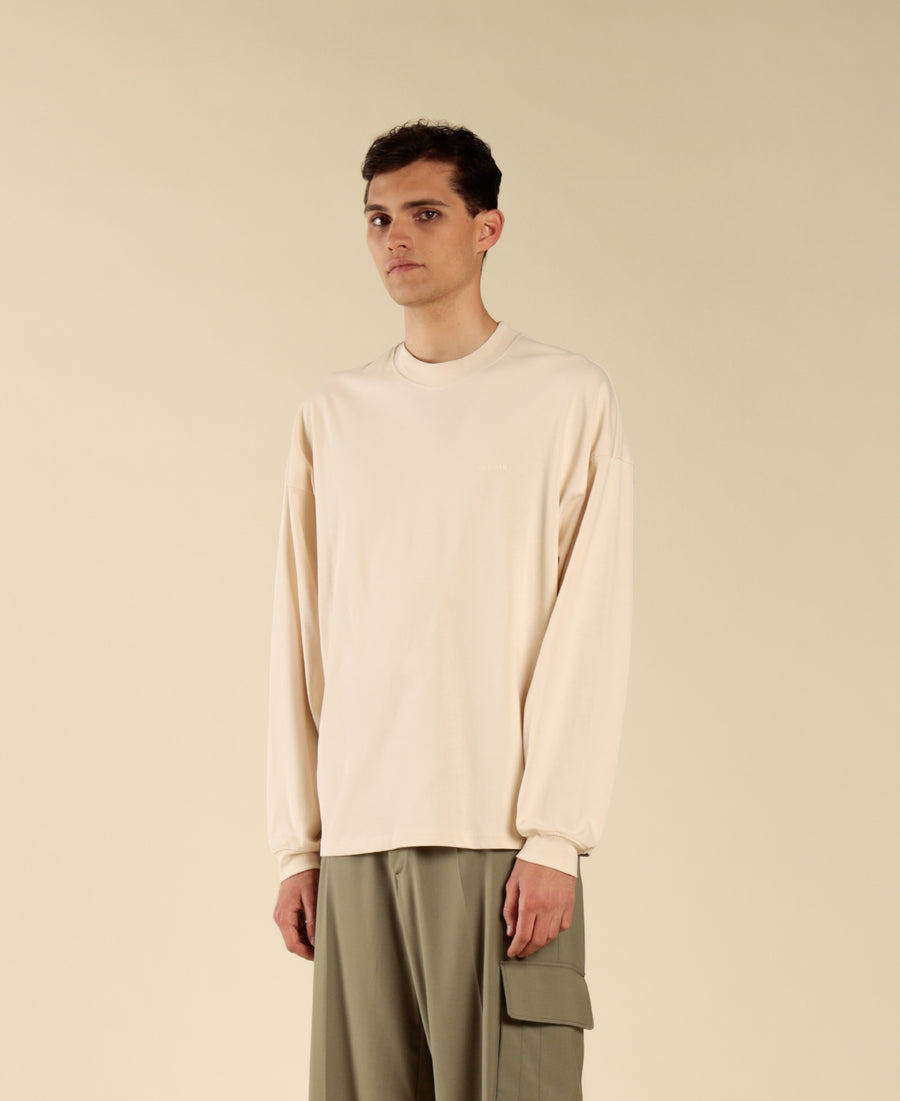 T-shirt oversize maniche lunghe - Panna