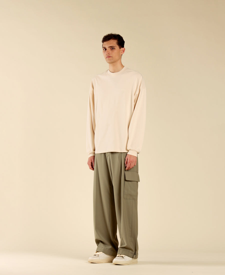 T-shirt oversize maniche lunghe - Panna