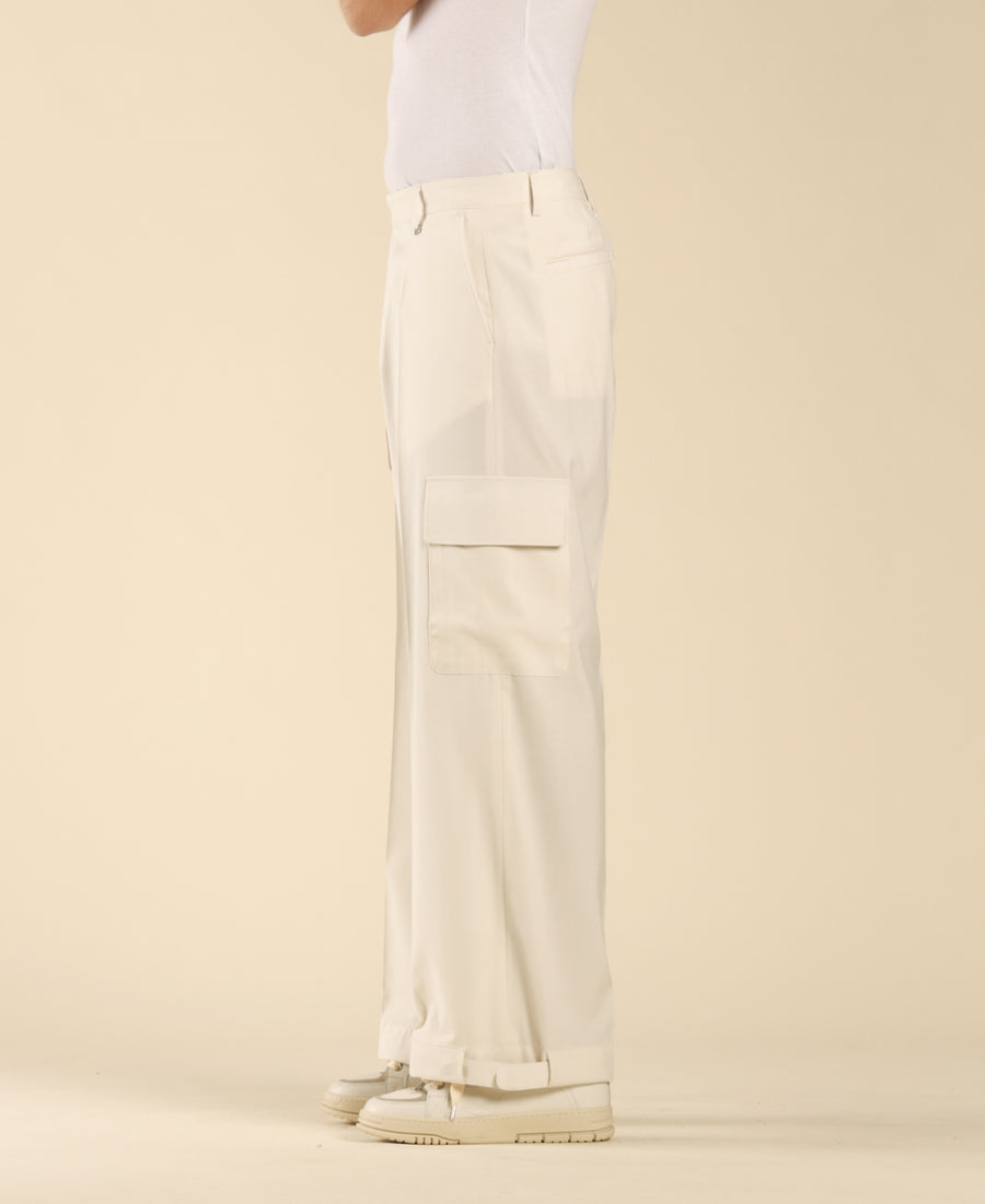 Pantalone cargo fondo ampio - Panna