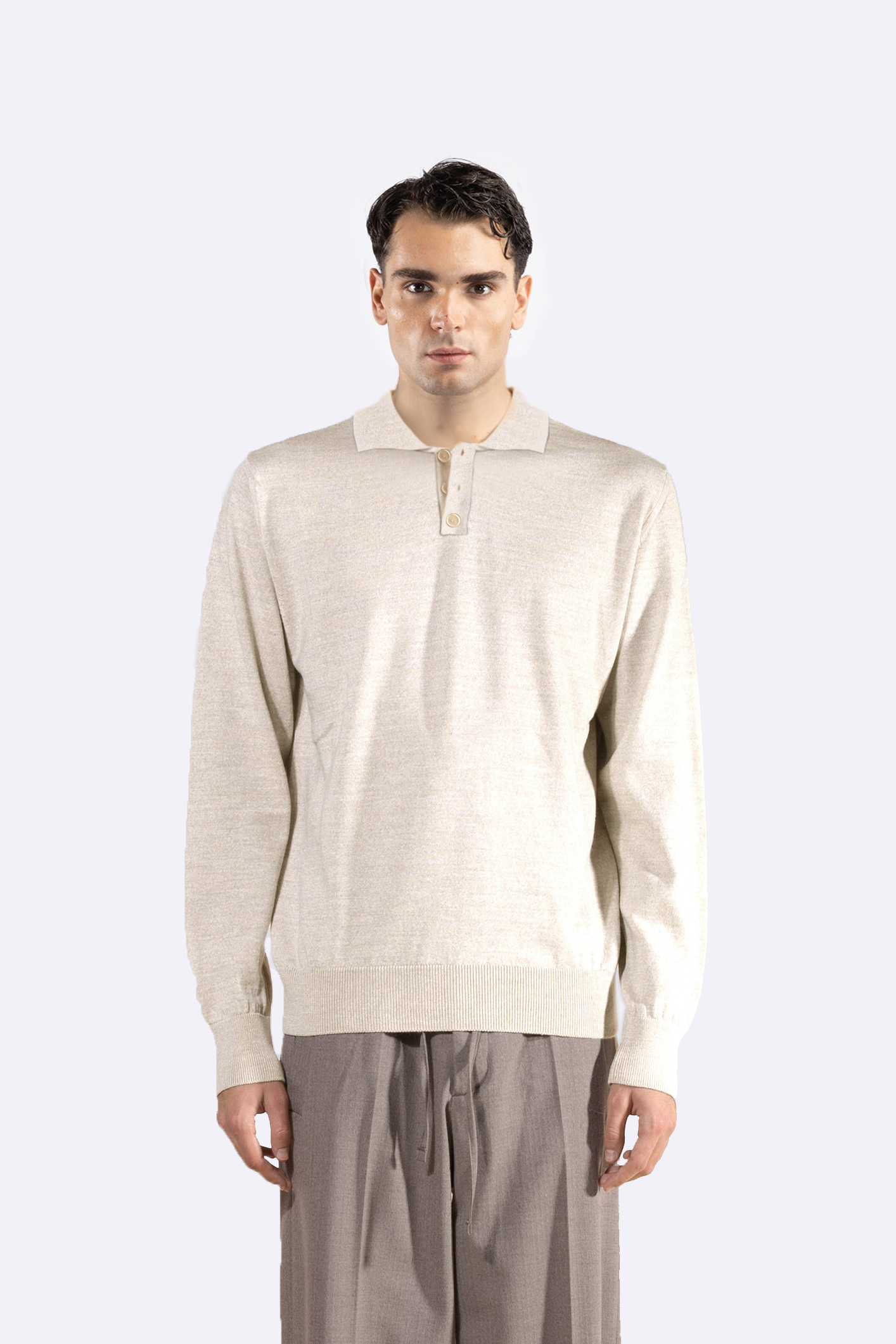 Polo in misto lana - Beige